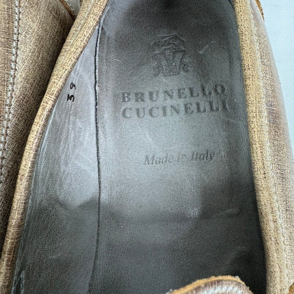 Brunello Cucinelli Mens Brown Textured Leather Penny Loafers Made‎ in Italy 39 main image 5
